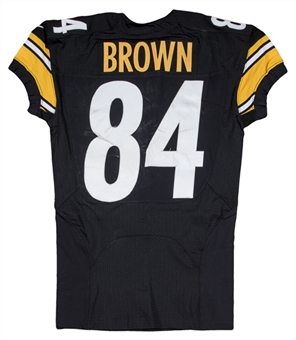 2013 Antonio Brown Game Used, Signed & Inscribed Pittsburgh Steelers Home Jersey Used on 12/15/13 (Brown LOA)